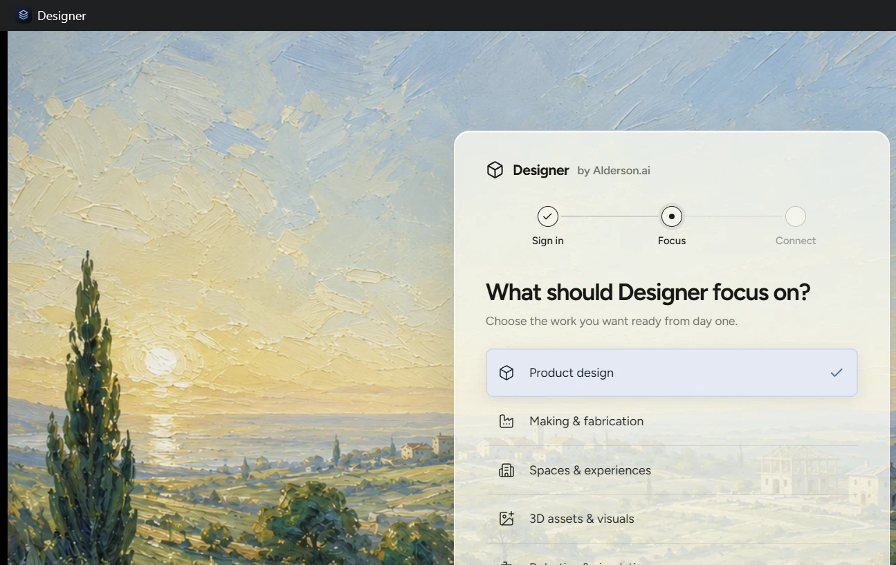 Alderson Designer inside the Windows desktop Workspace